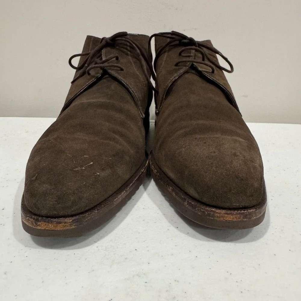 Gravati Mens 10 Dark Brown Suede Chukka Boots Handmade Italy Vibram